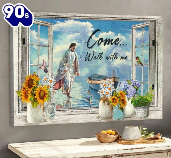 Jesus Walking On Water Come Walk With Me Canvas Wall Art
