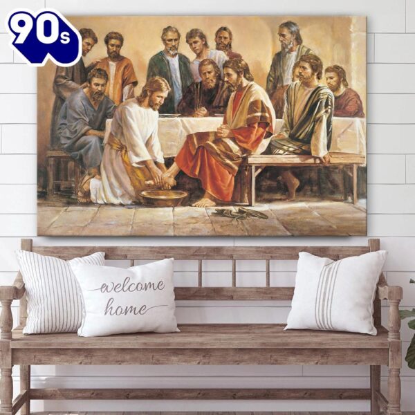 Jesus Washing the Feet of the Apostles Canvas – Christian Wall Art  Gift For Christmas