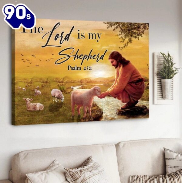 Jesus With Lamb Stunning Sunset The Lord Is My Shepherd Canvas Wall Art