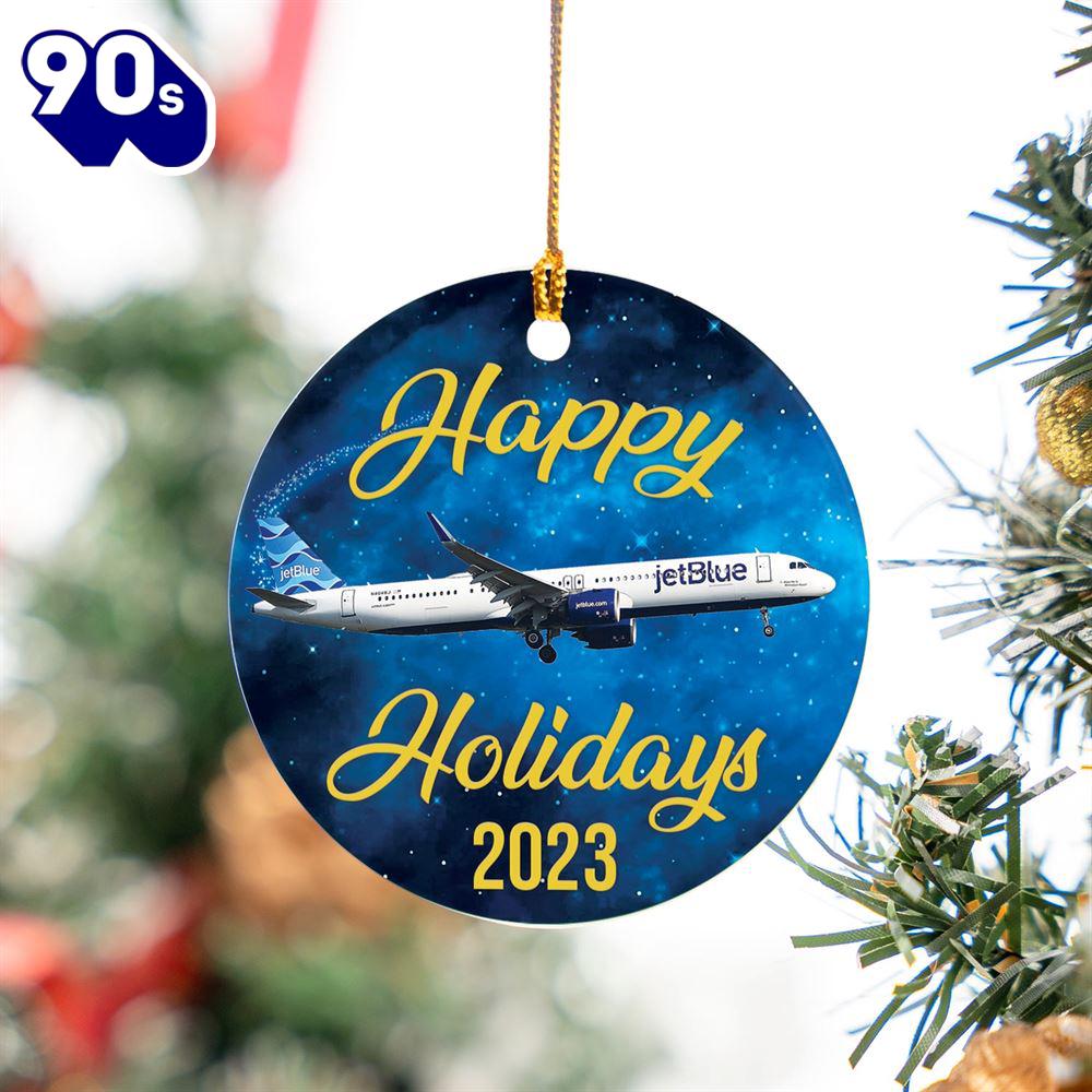 JetBlue Airbus A321 Merry Christmas 2023 Ceramic Ornament JetBlue Airbus A321 Merry Christmas 2023 Ceramic Ornament