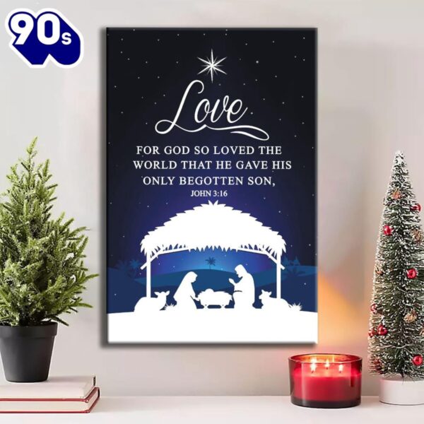 John 316 For God So Loved The World Christmas Christian Canvas Wall Art