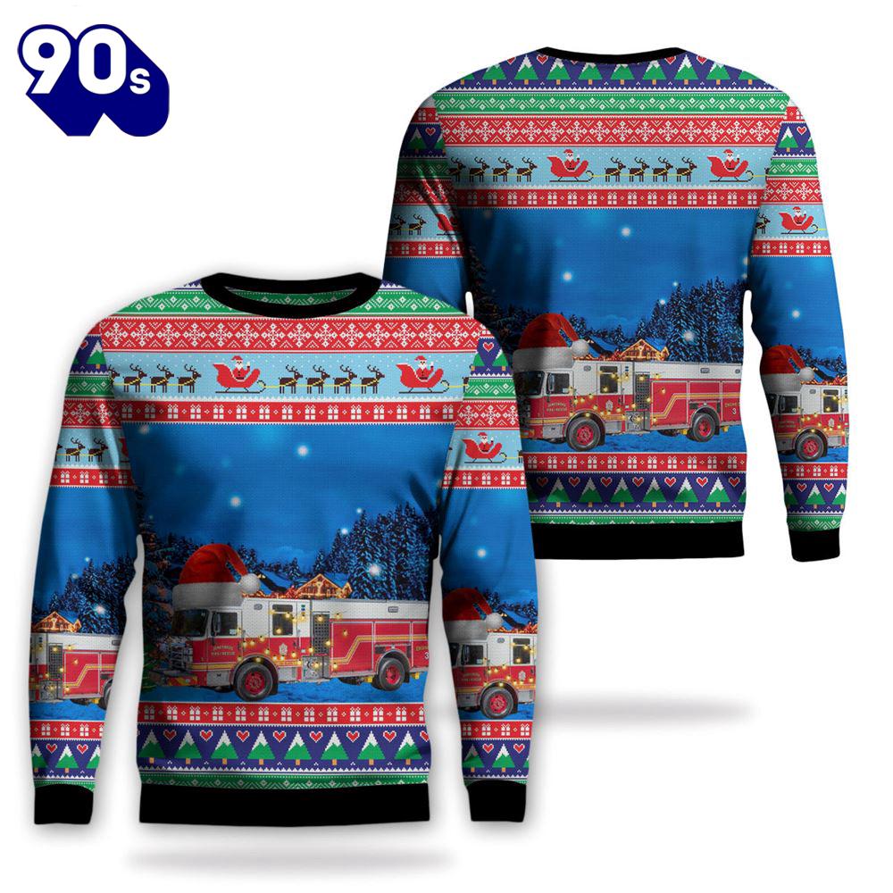 Jonesboro, Arkansas, Jonesboro Fire Department Christmas Aop Ugly Sweater Jonesboro, Arkansas, Jonesboro Fire Department Christmas Aop Ugly Sweater