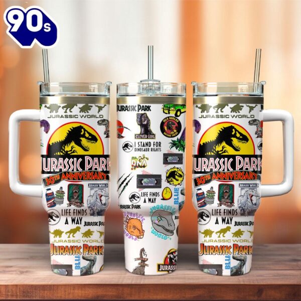Jurassic World Movie Custom Stanley Quencher 40oz Stainless Steel Tumbler  For Fans