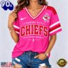 Kansas City Chiefs 2026 NFL Pink Breast Cancer Awareness V neck T Shirt, NFL Fan V Neck Shirt
