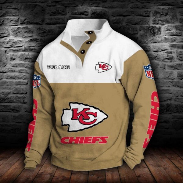 Kansas City Chiefs Double Breasted Stand Collar Hoodie