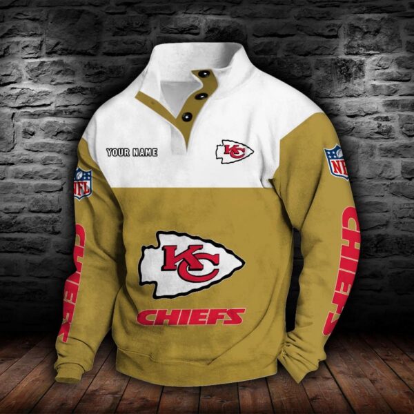 Kansas City Chiefs Double Breasted Stand Collar Hoodie