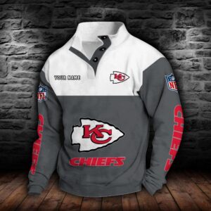 Kansas City Chiefs Double Breasted Stand Collar Hoodie