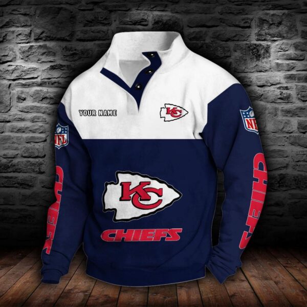 Kansas City Chiefs Double Breasted Stand Collar Hoodie