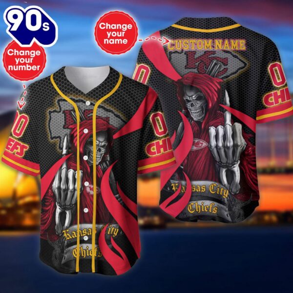 Kansas City Chiefs Halloween Cusom Name And Number Baseball Jersey
