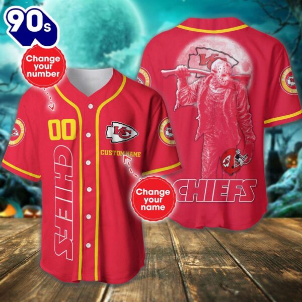 Kansas City Chiefs Horror Movie Personalized Baseball Jersey