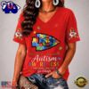 Kansas City Chiefs NFL Different, Not Less Autism Awareness V neck T Shirt, NFL Fan V Neck Shirt