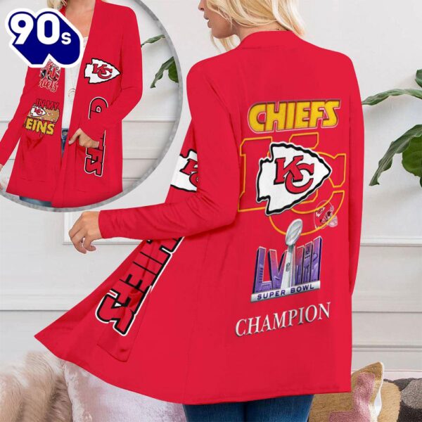 Kansas City Chiefs Women’s Patch Pocket Cardigan Gift Christmas