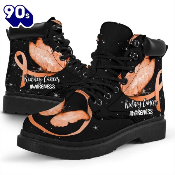 Kidney Cancer Awareness Leather Boots Ribbon Butterfly Shoes Gift