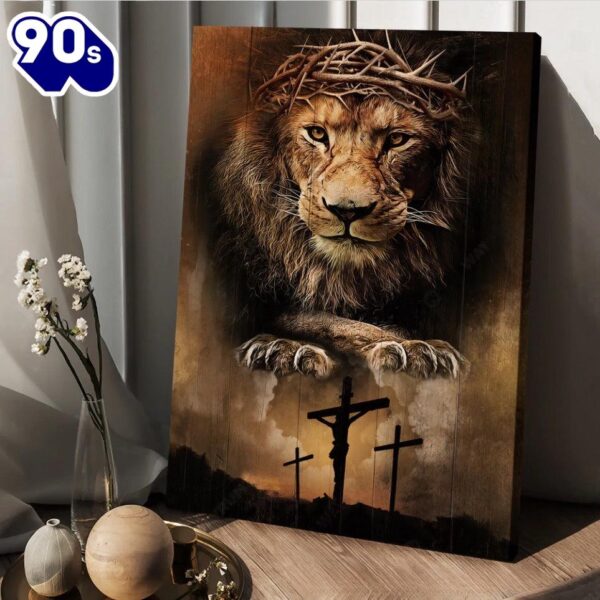 King Of Kings Lord Of Lords Lion Crown Of Thorn Canvas Wall Art