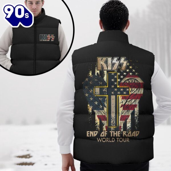 Kiss Band 2D End Of The Road Sleeveless Jacket – Music Sleeveless Down Jacket