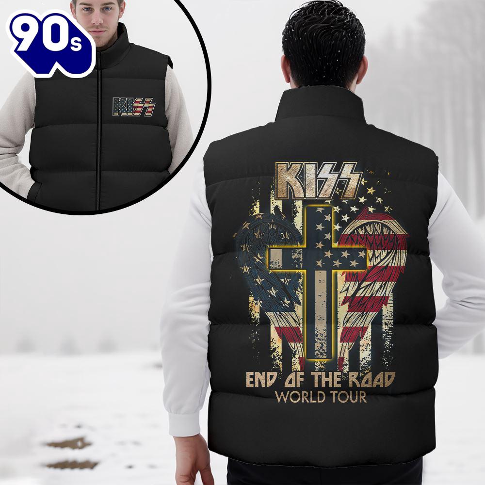Kiss Band 2D End Of The Road Sleeveless Jacket - Music Sleeveless Down Jacket Kiss Band 2D End Of The Road Sleeveless Jacket - Music Sleeveless Down Jacket