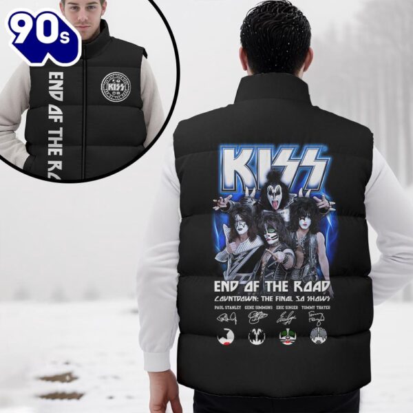 Kiss Band Blue 2D Sleeveless Jacket – Music Sleeveless Down Jacket