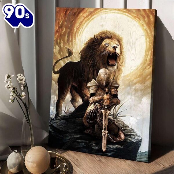 Knight Of God Lion Of Judah Beautiful Sky Under The Command Of God Canvas Wall Art