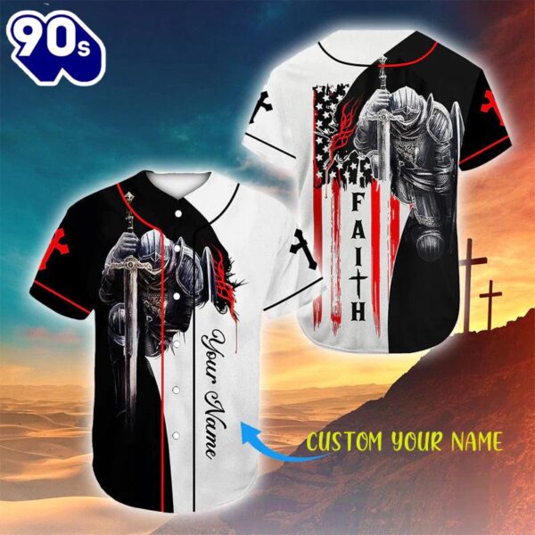 Knight Templar Believe And Have Faith Cross Custom Baseball Jersey   Gift Christmas