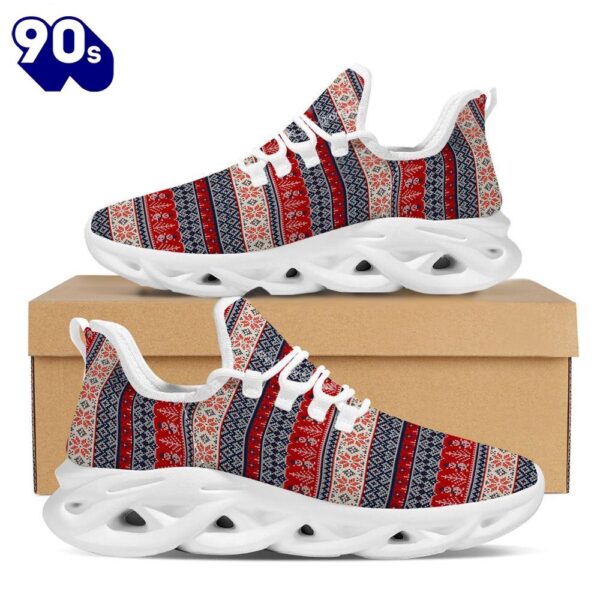 Knitted Christmas Snowman Print Pattern White Max Soul Shoes