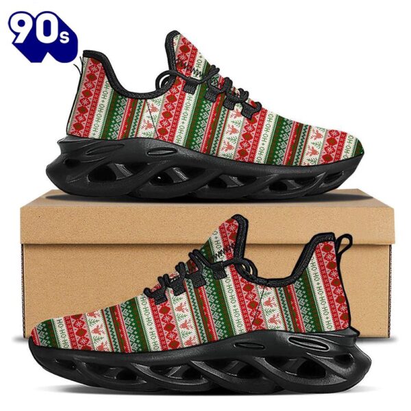 Knitted Christmas Tree Print Pattern Black Max Soul Shoes
