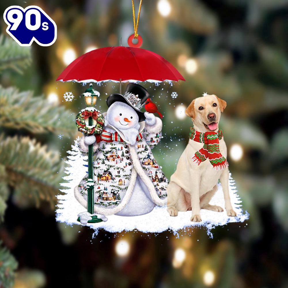 Labrador Retriever 1 With Snowman Christmas Ornament, Gift For Christmas Labrador Retriever 1 With Snowman Christmas Ornament, Gift For Christmas