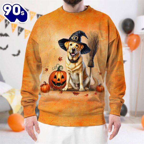 Labrador Retriever Dog In Spooky Autumn Halloween 3D Shirt  For Man And Women