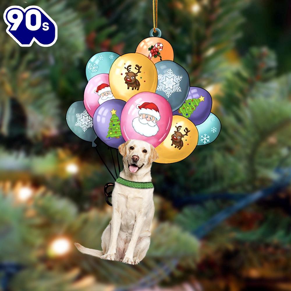 Labrador Retriever With Balloons Christmas Ornament, Gift For Christmas Labrador Retriever With Balloons Christmas Ornament, Gift For Christmas