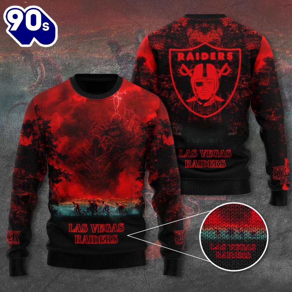 Las Vegas Raiders x Stranger Things Ugly Sweater Gift Xmas Las Vegas Raiders x Stranger Things Ugly Sweater Gift Xmas