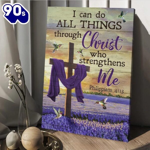 Lavender Field Hummingbird I Can Do All Things Through Christ Canvas Wall Art