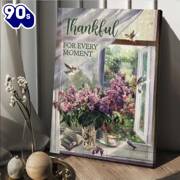 Lavender Painting Hummingbird Thankful For Every Moment Jesus Canvas Wall Art
