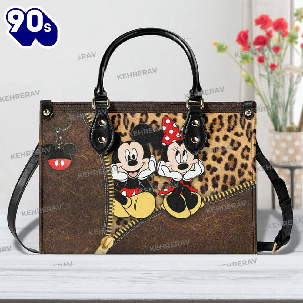 Leopard Mickey Minnie Leather bag Handbag Leopard Mickey Minnie Leather bag Handbag