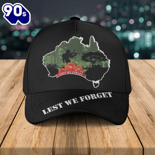 Lest we forget Anzac Australian Map Baseball Cap  Gift For Veteran Day