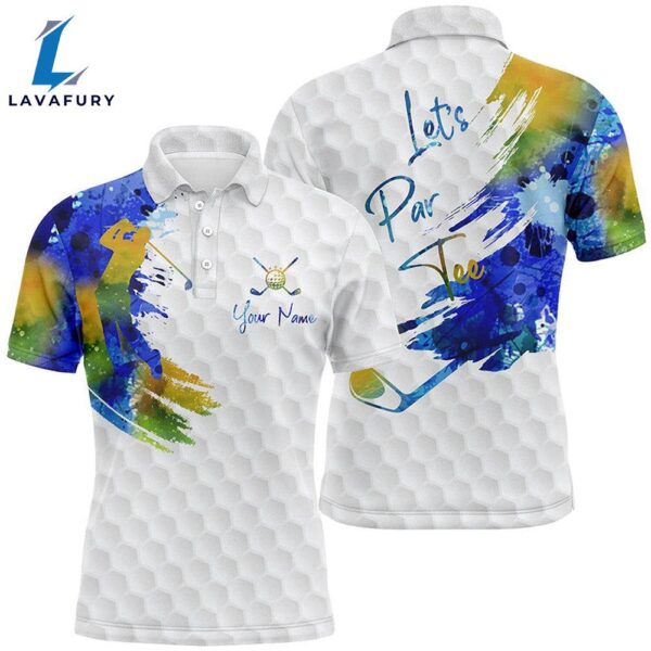 Lets Par Tee Colorful Water Color Mens Golf Tops, Personalized    Gift Christmas