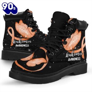 Leukemia Awareness Leather Boots Ribbon Butterfly Shoes Gift Idea
