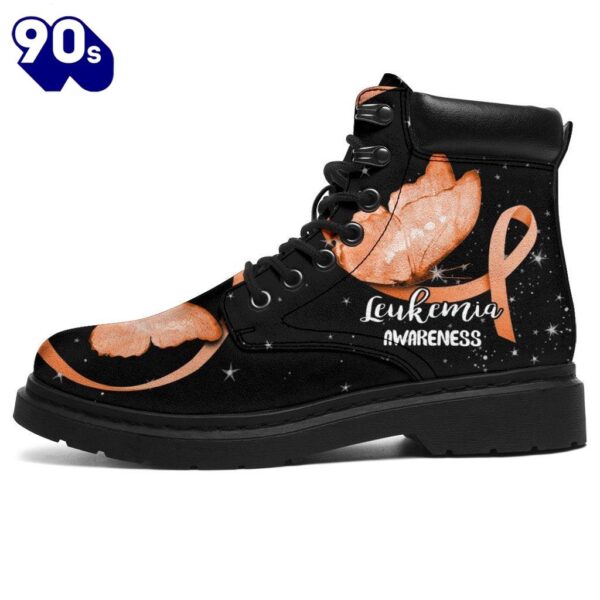 Leukemia Awareness Leather Boots Ribbon Butterfly Shoes Gift Idea