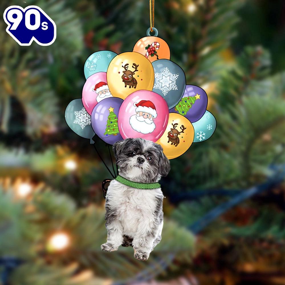 Lhasa Apso With Balloons Christmas Ornament, Gift For Christmas Lhasa Apso With Balloons Christmas Ornament, Gift For Christmas