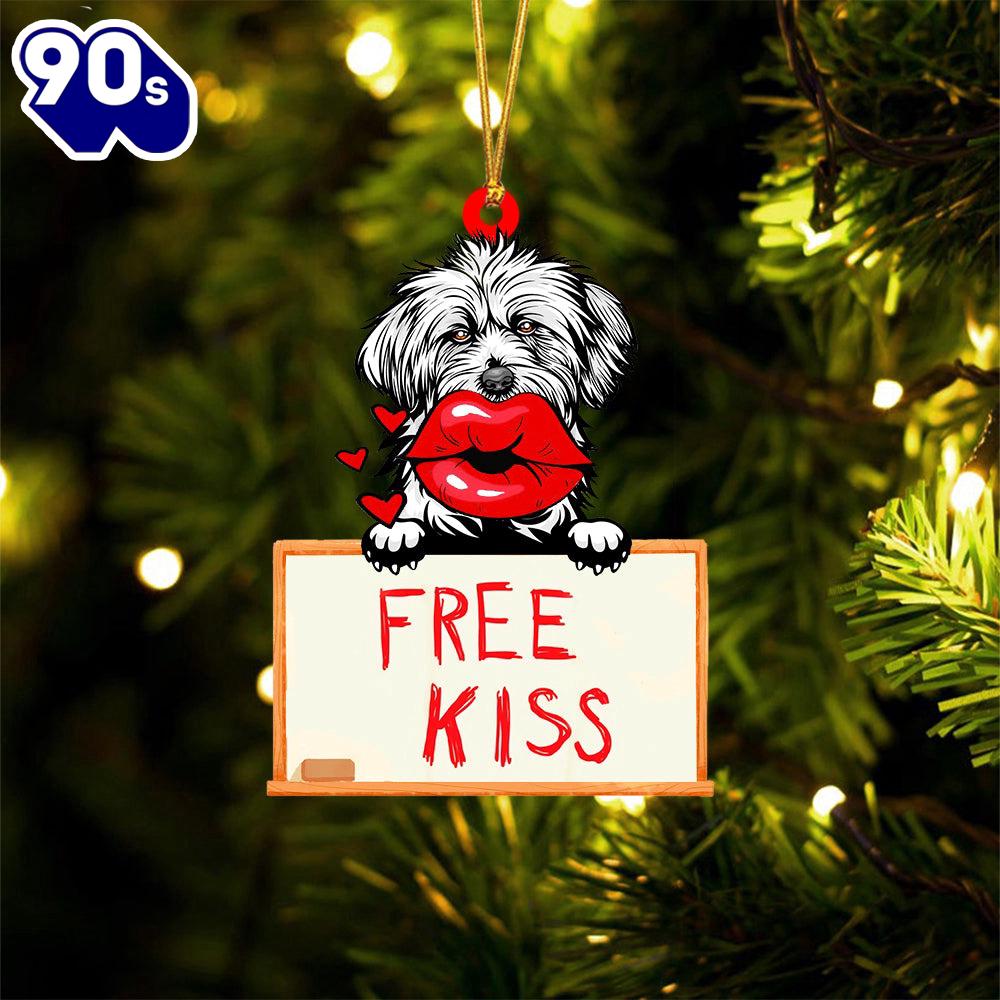 Lhasa-Apso Free Kiss Christmas Ornament, Gift For Christmas Lhasa-Apso Free Kiss Christmas Ornament, Gift For Christmas