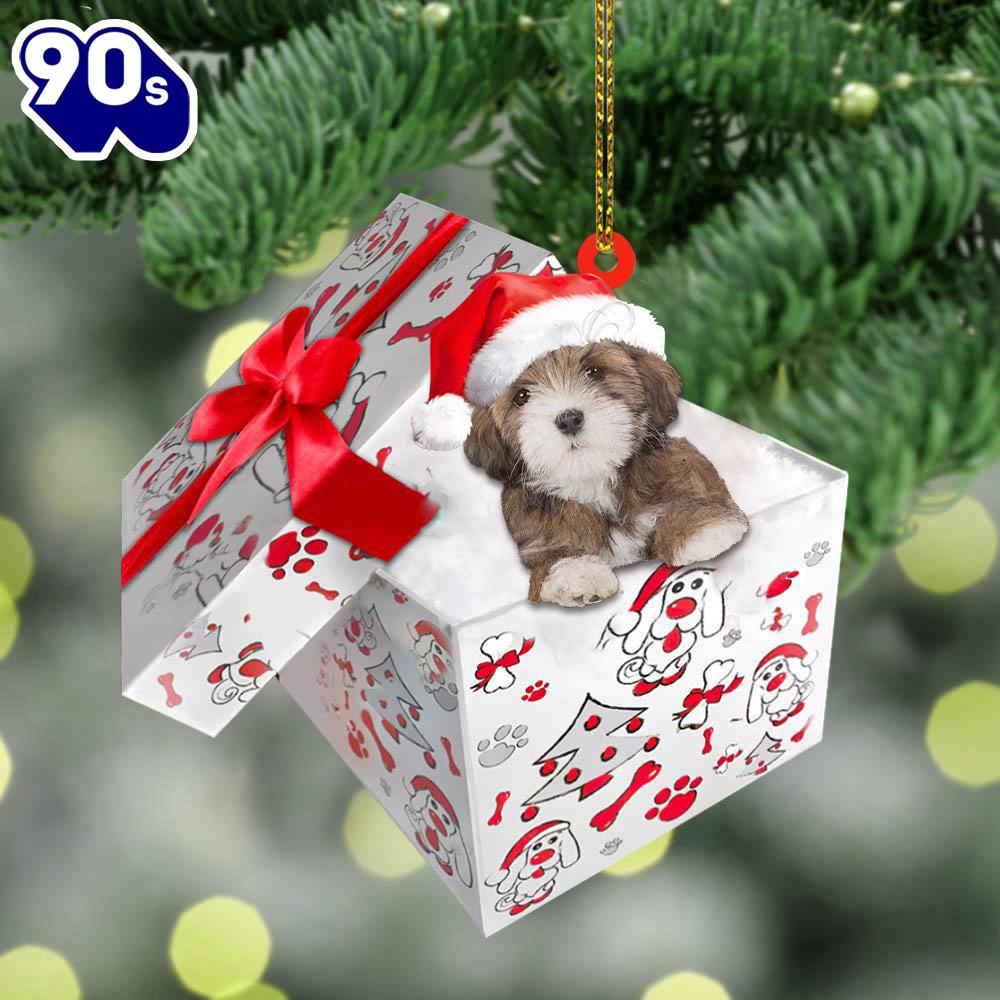 Lhasa-Apso In Gift Box Christmas Ornament, Gift For Christmas Lhasa-Apso In Gift Box Christmas Ornament, Gift For Christmas