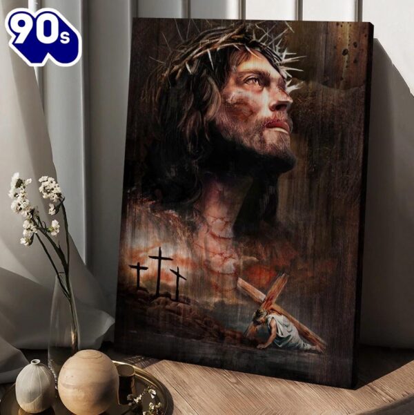 Life Of Jesus Jesus On The Cross Crown Of Thorn Canvas Wall Art