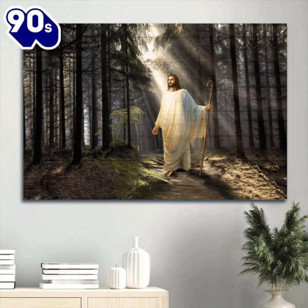 Light In Miracle Forest Religious Painting Jesus Drawing Canvas Wall Art