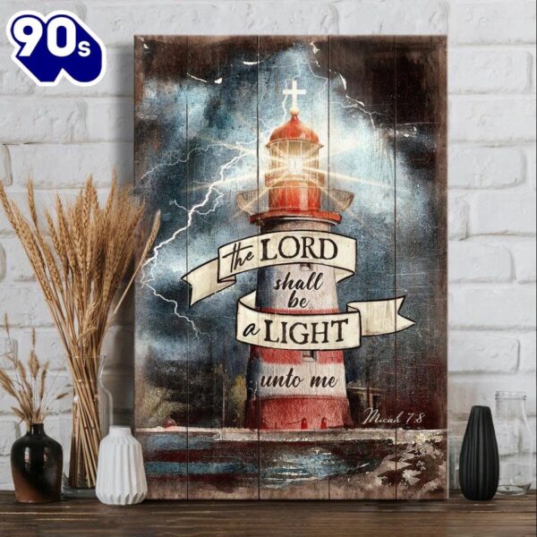 Lighthouse Cross The Lord Shall Be A Light Unto Me Canvas Wall Art