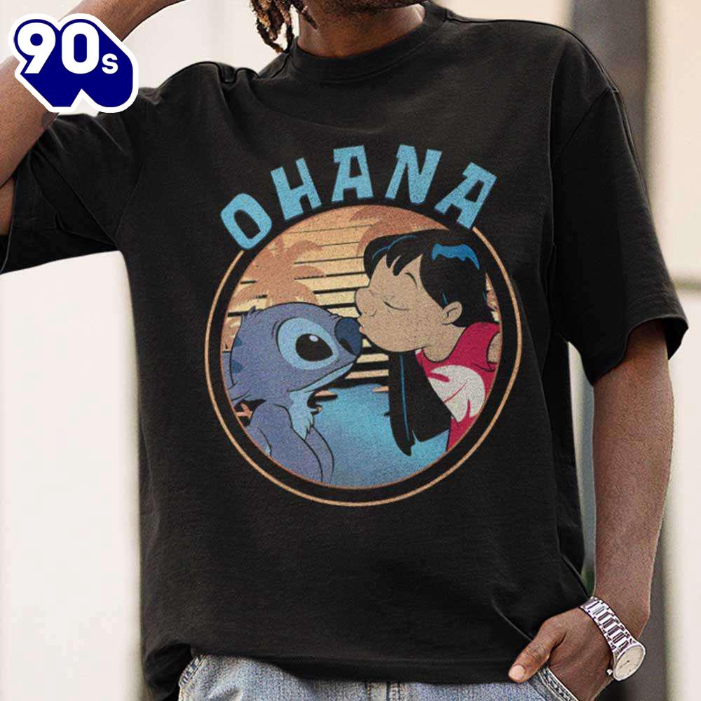 Lilo & Stitch Ohana Portrait T-Shirt Disney Gift Summer Lilo & Stitch Ohana Portrait T-Shirt Disney Gift Summer