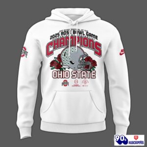 Limited Edition Ohio State Buckeyes Rose White Hoodie - College Football Playoff 2025 Rose Bowl Champions Hoodie