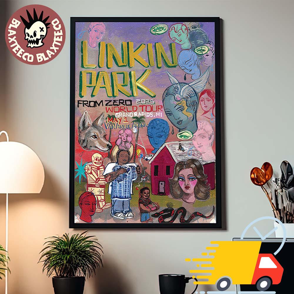 Linkin Park From Zero World Tour 2025 Grand Rapids Michigan Poster At Van Andel Arena On May 1st 2025 Canvas Linkin Park From Zero World Tour 2025 Grand Rapids Michigan Poster At Van Andel Arena On May 1st 2025 Canvas