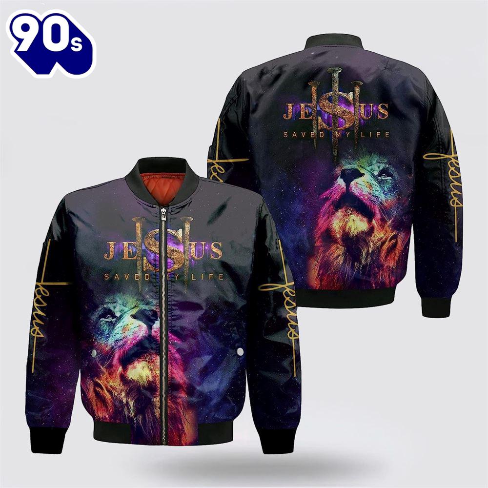 Lion Of Judah Jesus Saved My Life Bomber Jacket - Jesus Shirt for Men Women Gift Christian Lion Of Judah Jesus Saved My Life Bomber Jacket - Jesus Shirt for Men Women Gift Christian