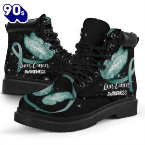 Liver Awareness Leather Boots Ribbon Butterfly Shoes Gift Idea