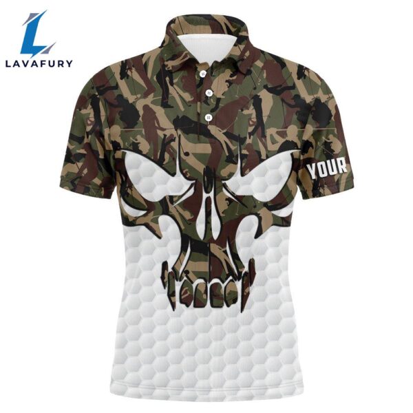 Long Sleeve Camo Golf Skull Polo Shirts   Gift Christmas