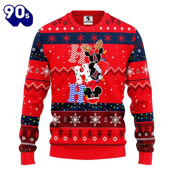 Los Angeles Angels Hohoho Mickey Christmas Ugly Sweater  Gift Christmas