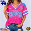 Los Angeles Chargers 2026 NFL Pink Breast Cancer Awareness V neck T Shirt, NFL Fan V Neck Shirt